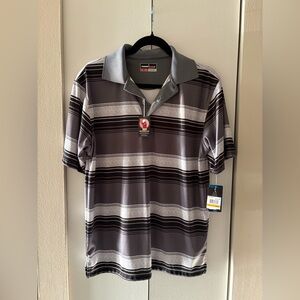 Men's Gray Striped Polo Shirt Size Small